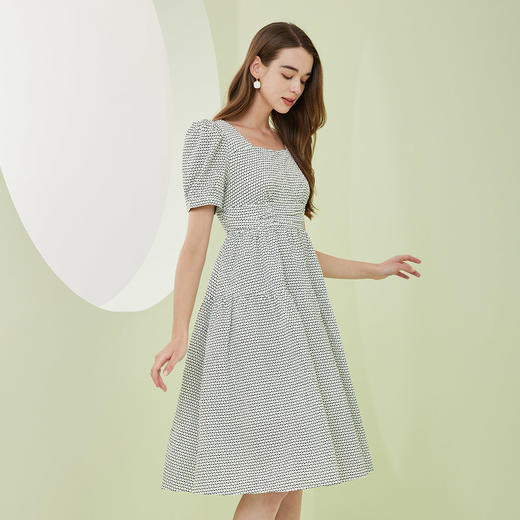 NF8U9斯尔丽瑟俪2023春夏新款法式浪漫高腰节A摆短袖连衣裙 商品图2