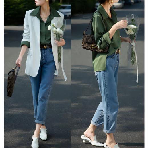 AILISCOCO赫本风缎面翻领衬衣 商品图7