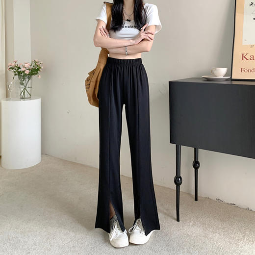 开叉阔腿裤女夏季薄款高腰宽松显瘦垂感西装直筒长裤拖地休闲裤子 商品图5