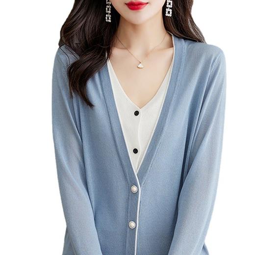 假两件针织开衫薄款，洋气拼色V领上衣CC-56-2310 商品图4