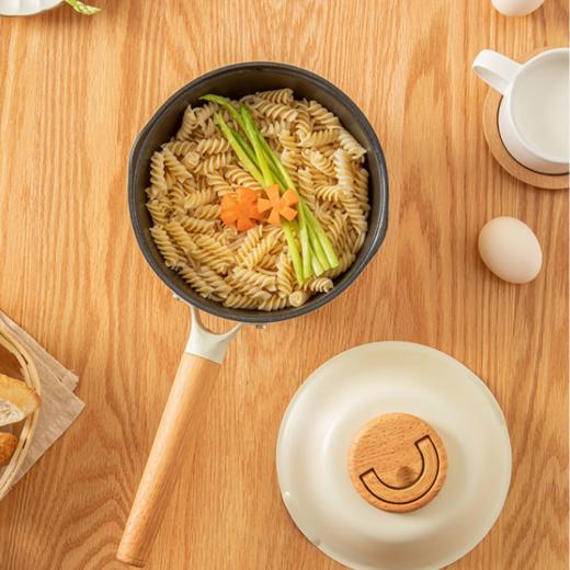 三禾 奶锅宝宝辅食锅婴儿煎煮一体锅不粘锅家用汤泡面锅 奶白 18cm 商品图6