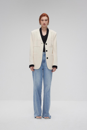 领口撞色肌理外套