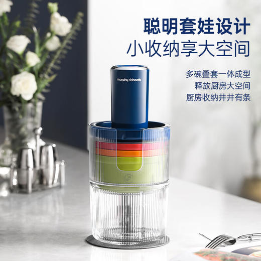 【摩飞新款套娃绞肉机】家用全自动多功能料理机电动绞馅机小型辅食机碎肉馅机 蓝色 商品图0