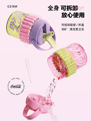 格沵可口可乐联名吸管杯女高颜值可爱学生咖啡杯子tritan夏季水杯GM-55011-54984-55004 商品图5