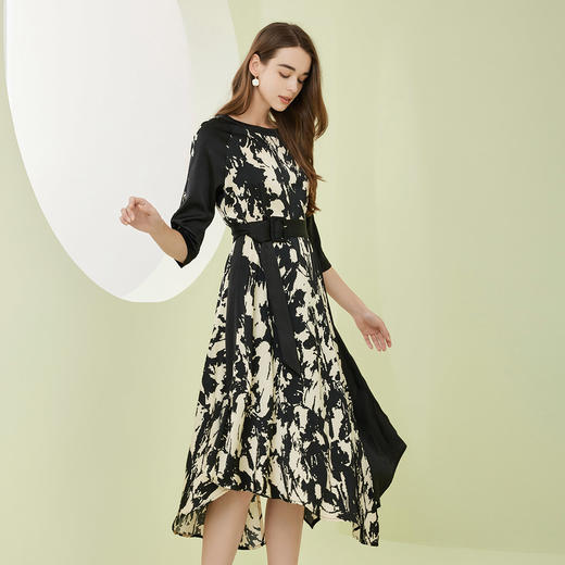 NF848斯尔丽瑟俪2023春夏新品撞色印花大摆法式优雅浪漫连衣裙 商品图2