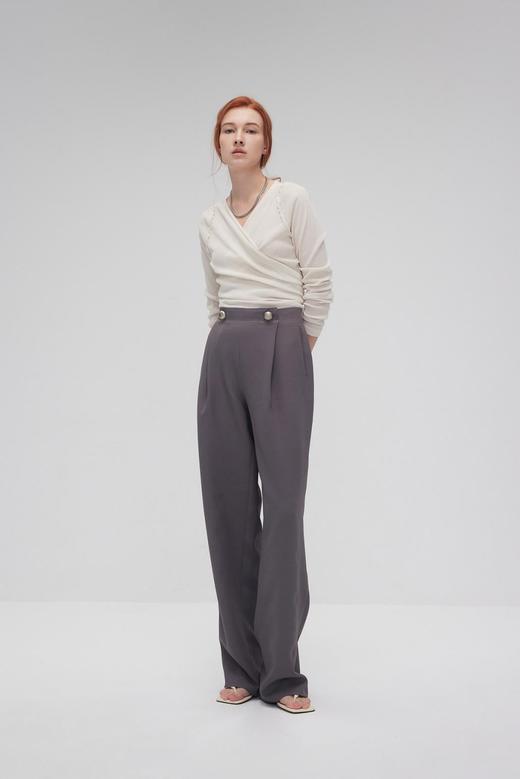 交叉绑带开衫长袖T恤 商品图0