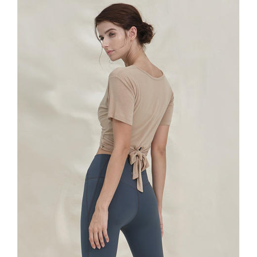 跃牌【洛水之神系列】交叉褶皱性感V领收腰健身瑜伽服HN94 (不带胸垫） 商品图6