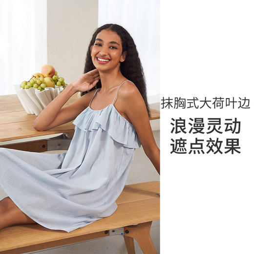 HSIA遐吊带睡裙防凸点轻薄透气抹胸式夏季家居服纯欲风全棉睡衣女【棉提花家居】 商品图3