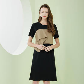NF8A1斯尔丽瑟俪2023春夏新品时尚设计感撞色短袖连衣裙