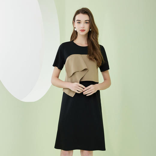 NF8A1斯尔丽瑟俪2023春夏新品时尚设计感撞色短袖连衣裙 商品图0