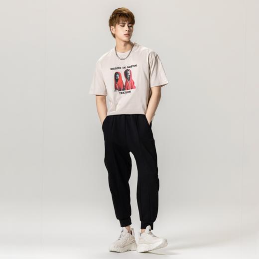 PINLI品立春季新款印花纯棉短袖T恤男士休闲体恤BG231111020 商品图4