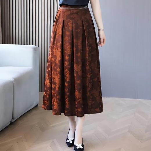 A1225提花半身裙女夏季中长款百褶裙遮肉显瘦裙子 商品图0