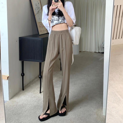 开叉阔腿裤女夏季薄款高腰宽松显瘦垂感西装直筒长裤拖地休闲裤子 商品图8