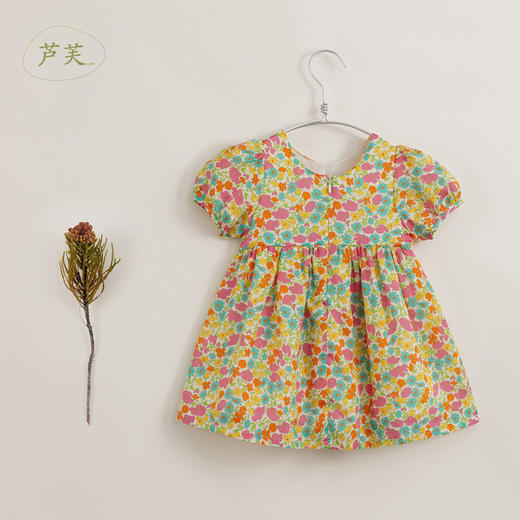 【马克珍妮 芦芙】夏装新款 女童泡泡袖棉真丝连衣裙230556 商品图2