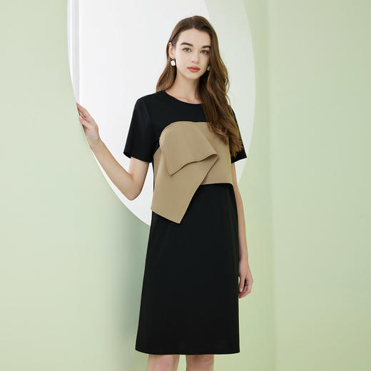 NF8A1斯尔丽瑟俪2023春夏新品时尚设计感撞色短袖连衣裙 商品图2