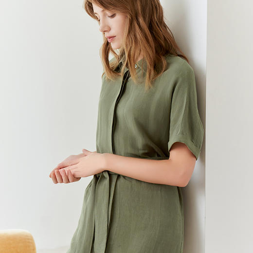 【亚麻不对称系带连衣裙】23年春夏新款女士中长款系带连衣裙时尚不对称裙子 商品图2