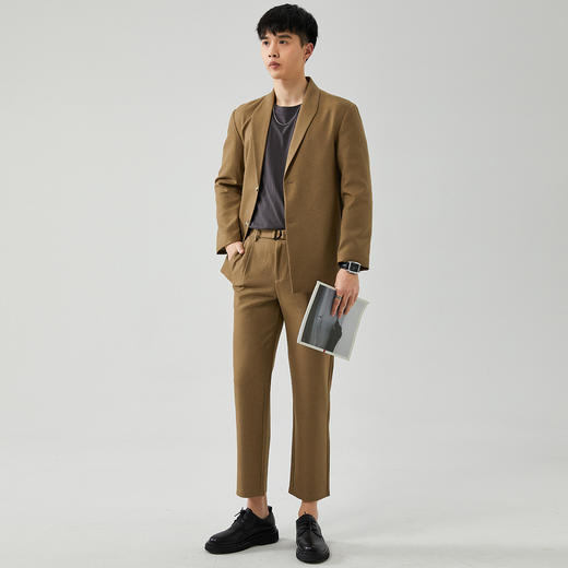【送腰带 西装+西裤】罗蒙男士西服套装商务休闲日常时尚帅气西服套装两件套 商品图5