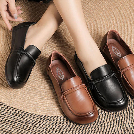 素色阳光 牛皮软底单鞋 牛筋平底 时尚女鞋 商品图7