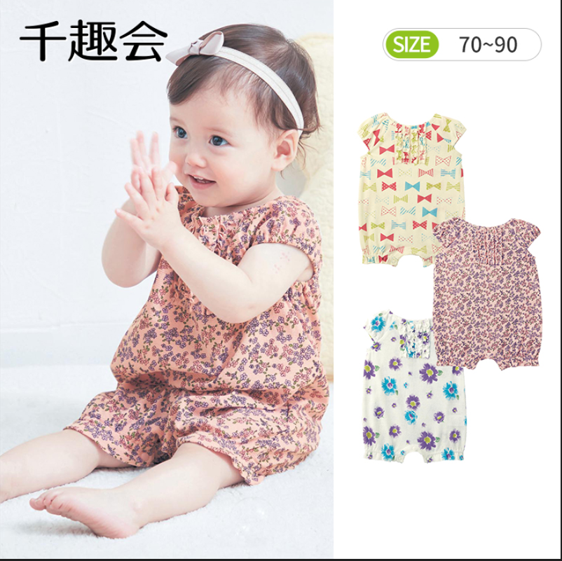 千趣会春夏婴幼儿衣服爬服可爱透气短袖纯棉透气哈衣连体衣