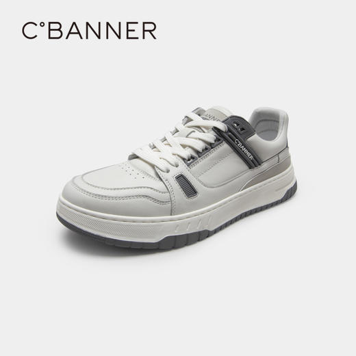 千百度男鞋春夏休闲板鞋厚底运动鞋熊猫鞋真皮舒适小白鞋 A23178230 商品图1