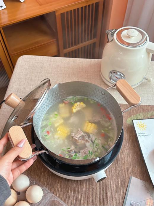 【KEYIOW双耳雪平锅汤锅(赠锅盖)】一锅=两锅（汤锅＋蒸屉）电磁炉也可用，不挑炉具 商品图4