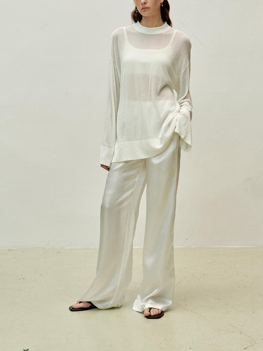 Viktoria Chan | SS23030 Nika satin trousers[ 阔腿裤 黑 / 白 ] 商品图5