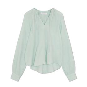 Jonathan Simkhai-Anneka Organic Cotton Gauze Relaxed Tie Front Blouse-Seafoam-乔纳森·希姆凯-女装-海泡蓝
