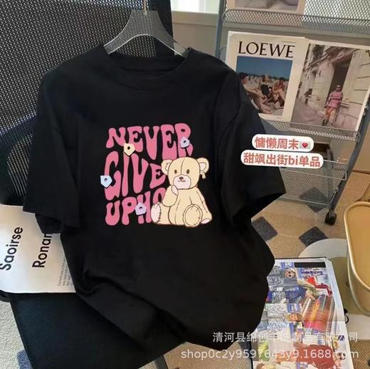 2023春夏季新款100%纯棉短袖ins风潮流情侣印花t恤美式街头百搭 商品图10