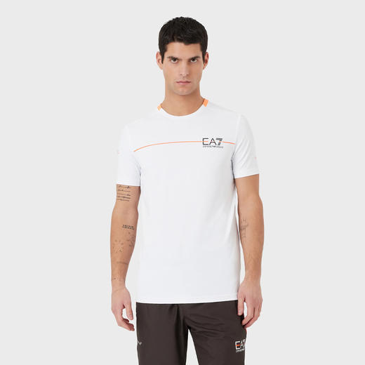 EMPORIO ARMANI EA7 阿玛尼 男士 VENTUS7 技术面料字母徽标印花圆领短袖T恤 白色 3RPT30 PJEMZ 1100 商品图2