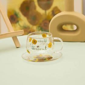 英国国家美术馆 梵高系列向日葵玻璃杯碟套装#此商品参加第十一届北京惠民文化消费季