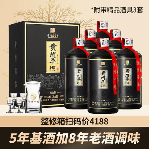 【清仓福利】贵州平坝 黑金钢礼盒 酱香型 53度 500ml*6整箱装 商品图0