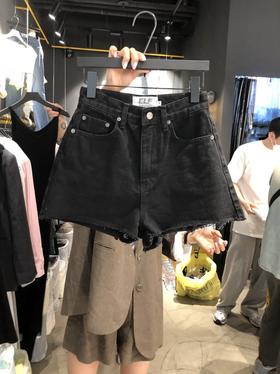 【毛边高腰显瘦牛仔短裤】韩国东大门2023夏季韩版女装百搭水洗阔脚裤