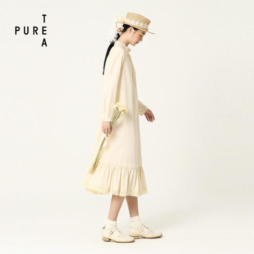 EIN杏色文艺范连衣裙TD22033 商品图1