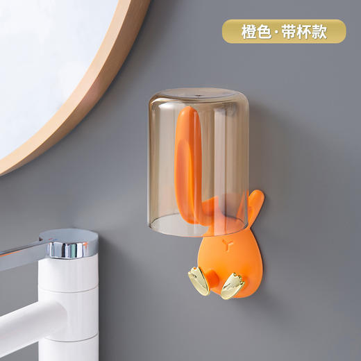 达人推荐【个性情侣牙刷架“送同款颜色口杯”】简约牢固免打孔电动牙刷架，壁挂免打孔，家用卫生间刷牙杯牙具漱口杯置物架 商品图6