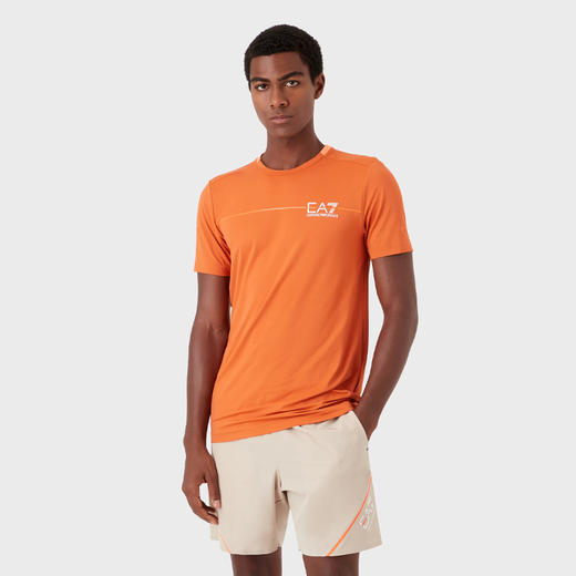 EMPORIO ARMANI EA7 阿玛尼 男士字母徽标印花圆领短袖T恤 橘色 3RPT30 PJEMZ 1662 商品图2