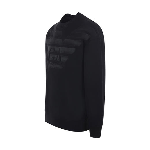 EMPORIO ARMANI 阿玛尼 男士棉质老鹰徽标印花圆领长袖卫衣 黑色 3R1MDH 1JHSZ 0094 商品图1