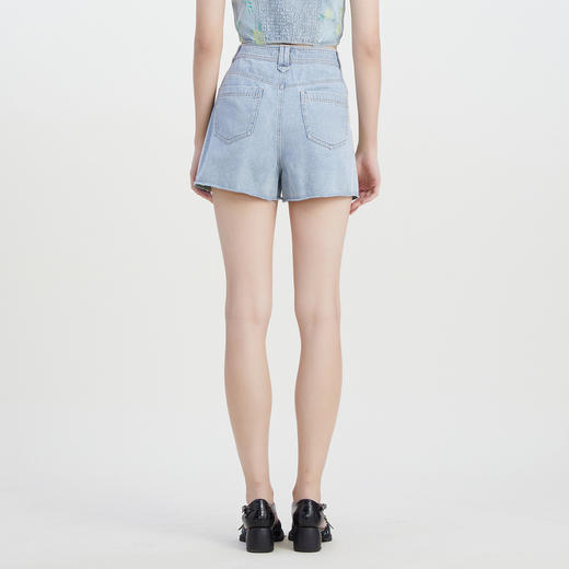 谜底绣花牛仔短裤女2023夏季新款时尚A型修身拼接直筒裤232MK0551 商品图2