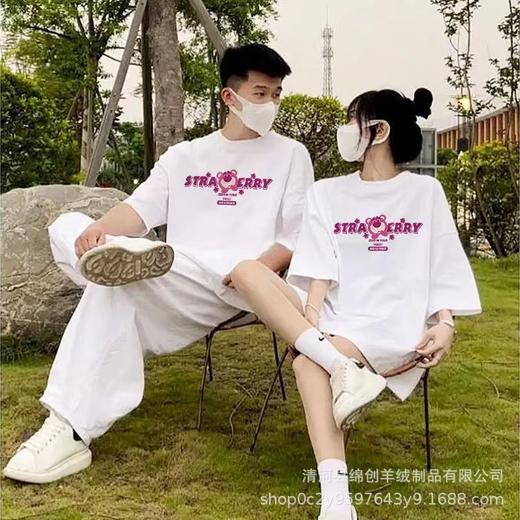 2023春夏季新款100%纯棉短袖ins风潮流情侣印花t恤美式街头百搭 商品图7