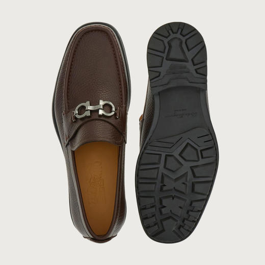 FERRAGAMO 菲拉格慕 男士皮革 GANCIO扣饰 莫卡辛鞋 棕色 757707 商品图3