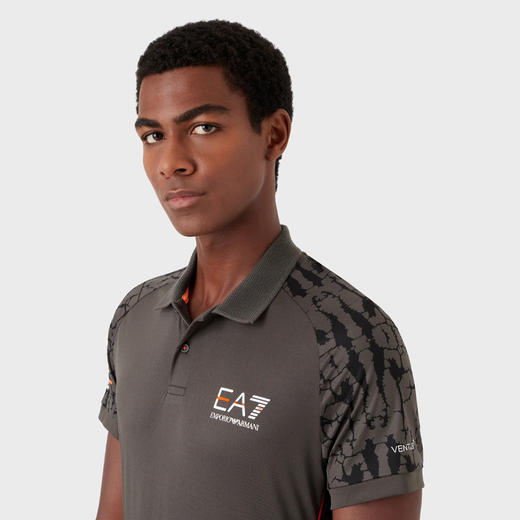 EMPORIO ARMANI EA7 阿玛尼 男士字母徽标印花短袖polo衫 深棕色 3RPF23 PJPCZ 1997 商品图2