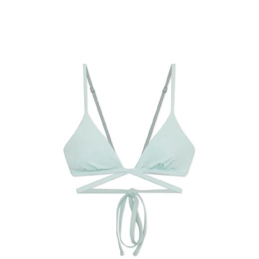 Jonathan Simkhai-Harlen Marble Printed Swimwear Tie Front Bikini Top-Seafoam-乔纳森·希姆凯-女装-海泡蓝 商品图0