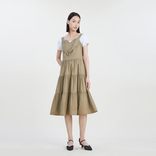 谜底吊带连衣裙2023夏季新款时尚立体感爱心中长裙塔裙232ML0645 商品图1