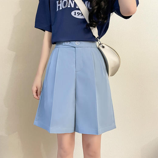 【百搭休闲双扣挺阔西装裤】西装短裤女生外穿裤子女夏季新款高腰休闲五分中裤显瘦女装阔腿裤 商品图8