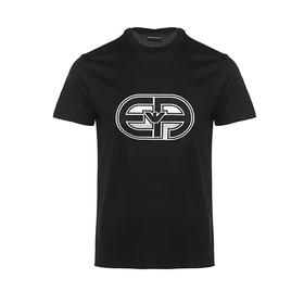 EMPORIO ARMANI 阿玛尼 男士刺绣徽标圆领短袖T恤 黑色 3R1TV4 1JUVZ 0999