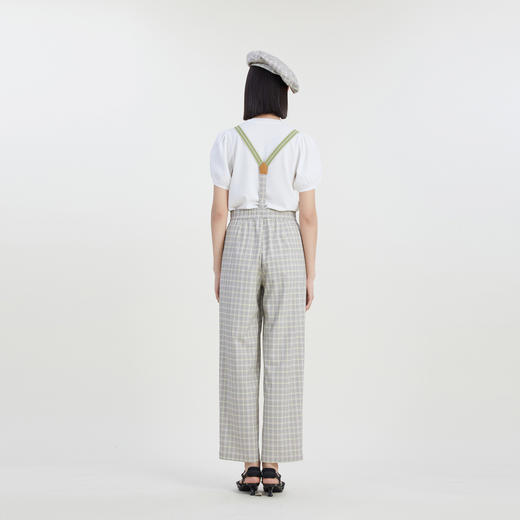 谜底宽松直筒裤女2023夏季新款复古格纹背带裤格子长裤232MK0566 商品图2