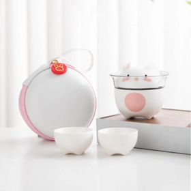 无侘居丨幸运兔 旅行茶具套装 1壶3杯1旅行包  白色 