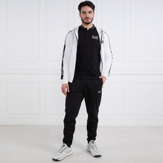 EMPORIO ARMANI EA7 阿玛尼 男士棉质字母徽标印花短袖polo衫 黑色 3RPF18 PJ04Z 1200 商品图3