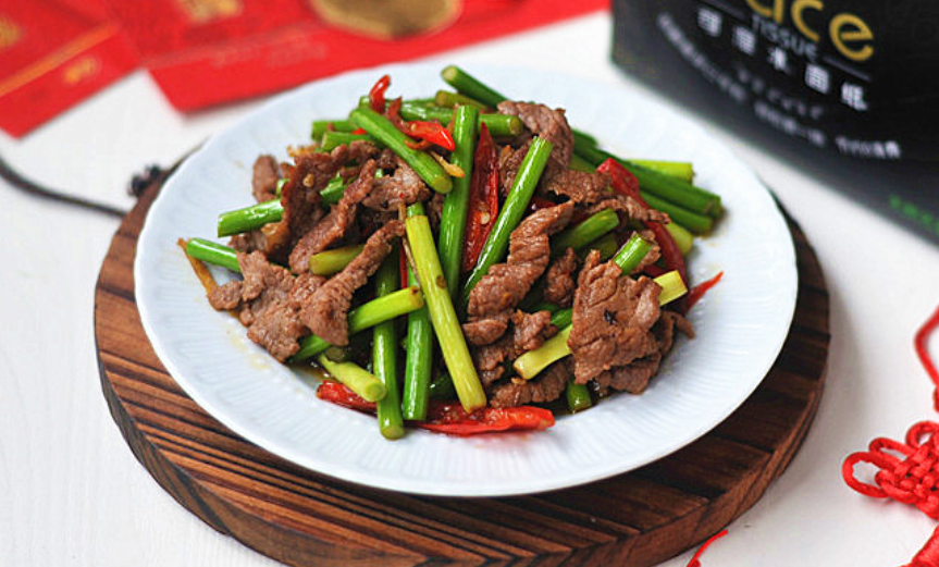 热菜教程-蒜苔牛肉