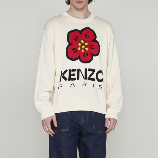 KENZO 高田贤三 男士棉质海棠花徽标长袖针织衫 杏色 FD55 PU380 3LD 02 商品图1
