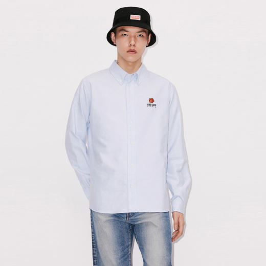 【二】KENZO 高田贤三 男士棉质“BOKE FLOWER”徽章刺绣休闲长袖衬衫 浅蓝色 FD55 CH410 9LO 64 商品图1